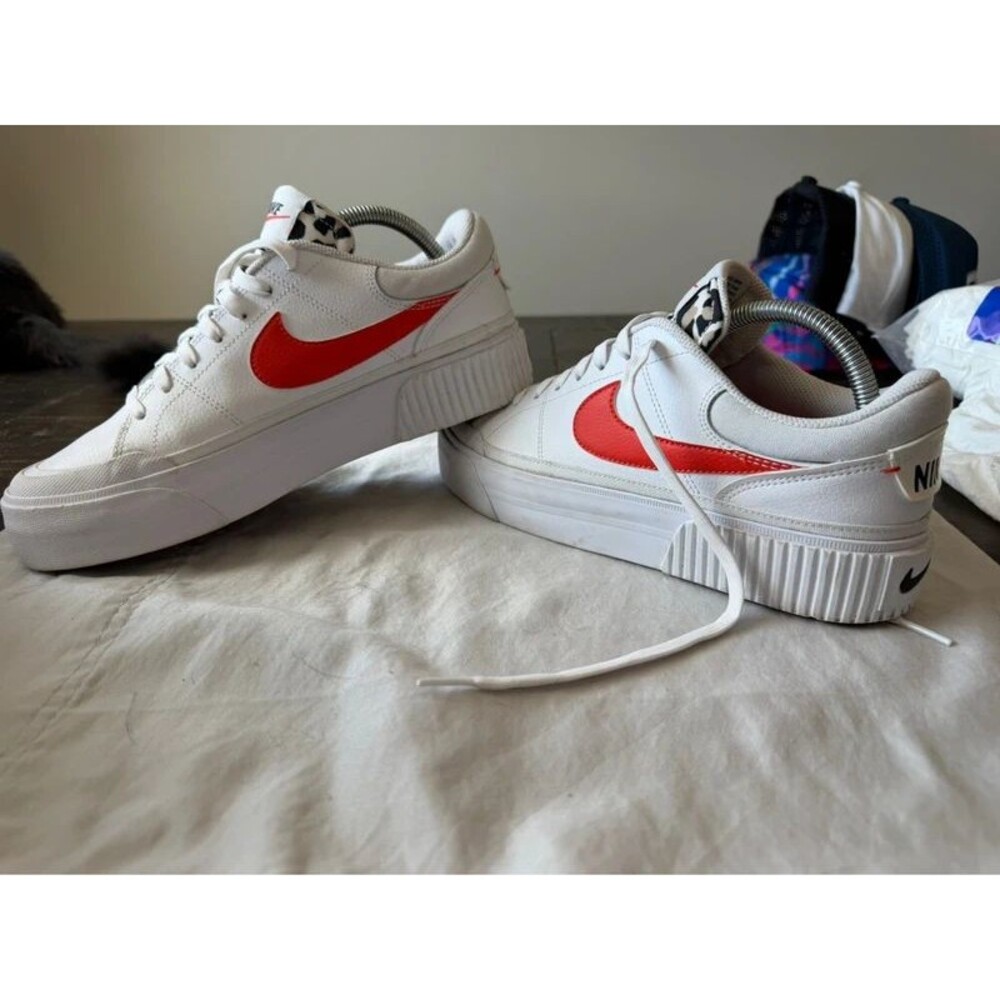 Nike Court Legacy Lift White Red Leopard Platform Sneakers Women’s Size 10